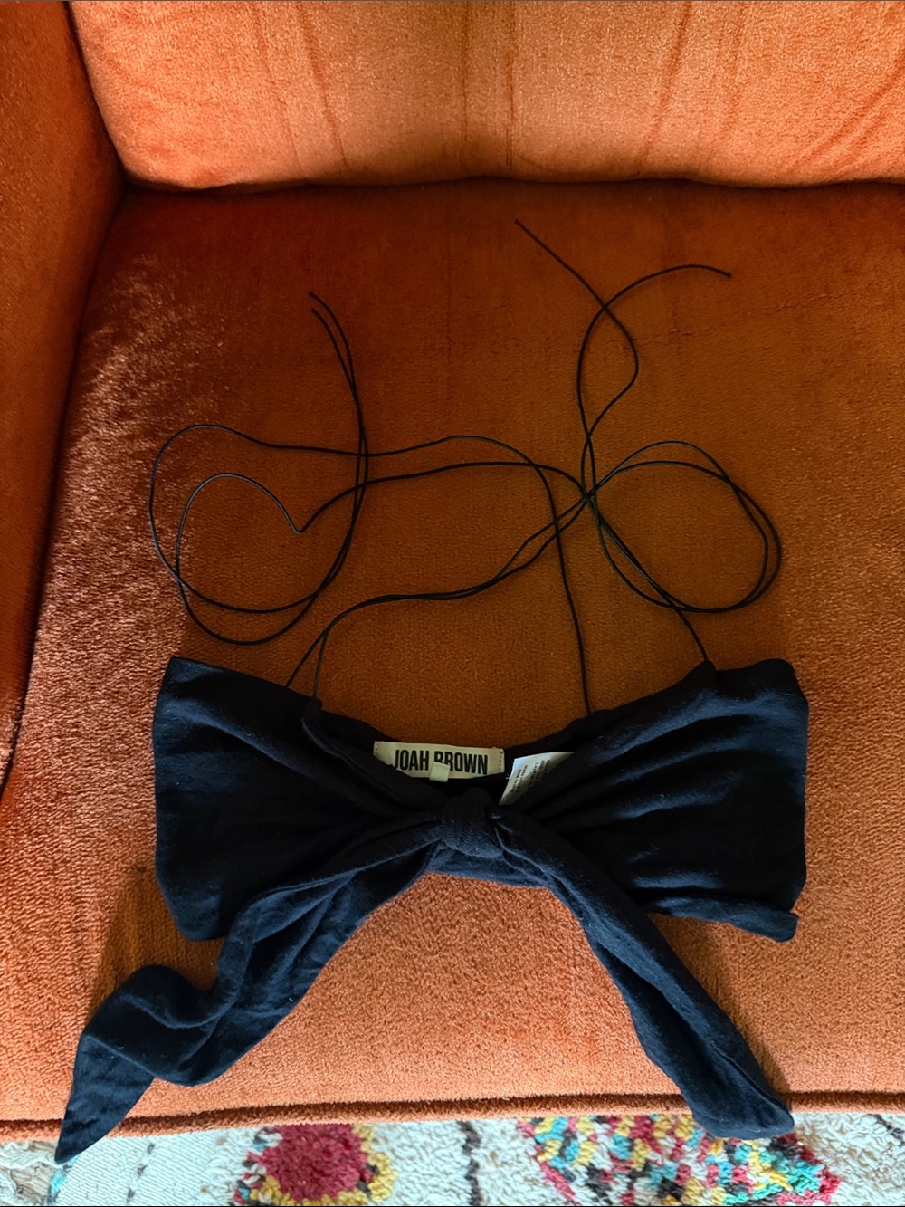 Joah Brown Black top with bow front and neck ties